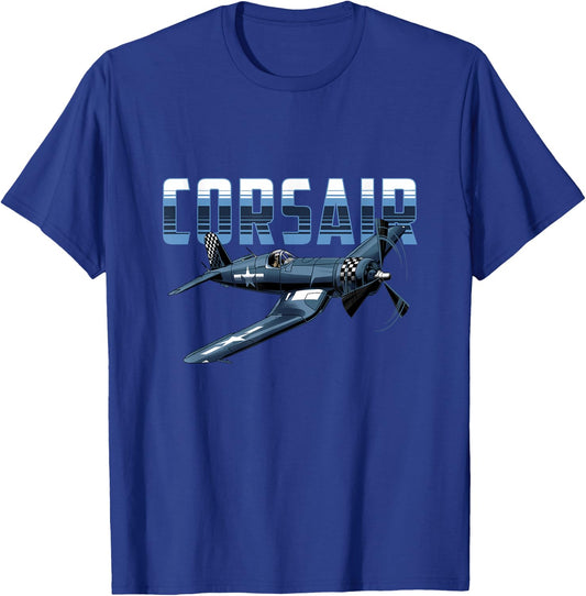 USA Military Warbird Airplane Corsair Classic Airplane T-Shirt - T-Shirt | Royal