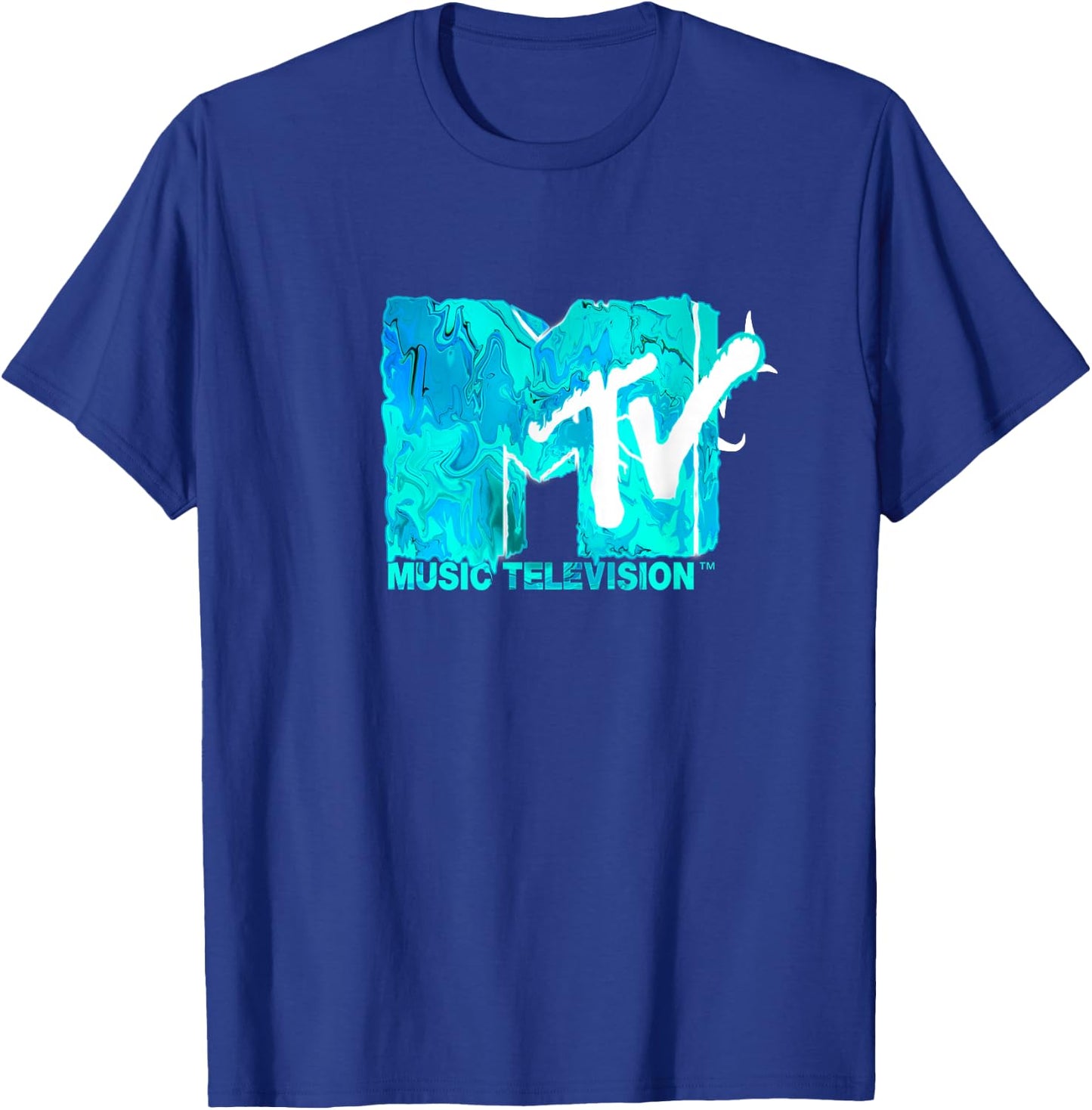 Mademark x MTV - The official MTV Logo in green blue liquid flow style T-Shirt - T-Shirt | Royal
