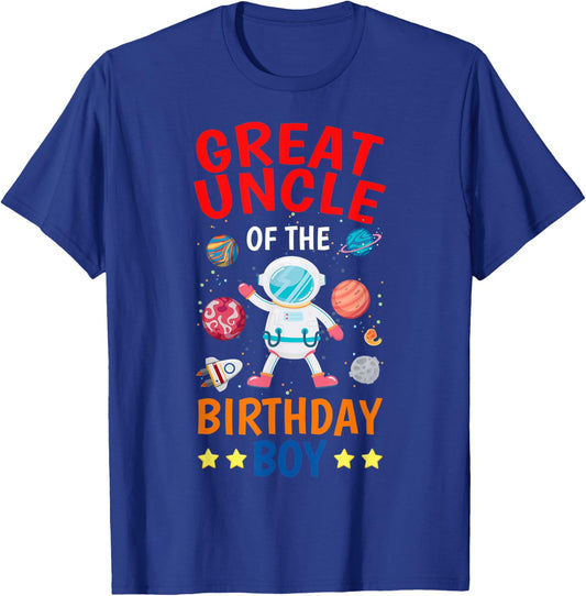 Great Uncle Of The Birthday Boy Space Planet Theme Bday T-Shirt - T-Shirt | Royal