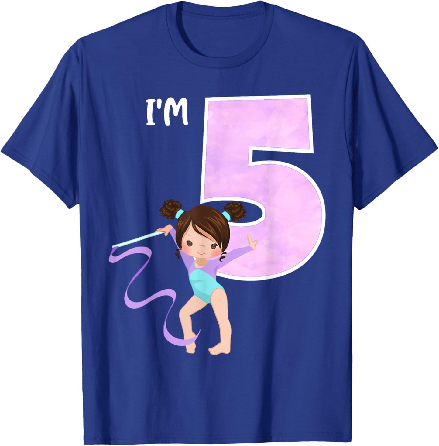 Girl's 5 Year Old Gymnast 5th Birthday Party Gymnastics T-Shirt - T-Shirt | Royal