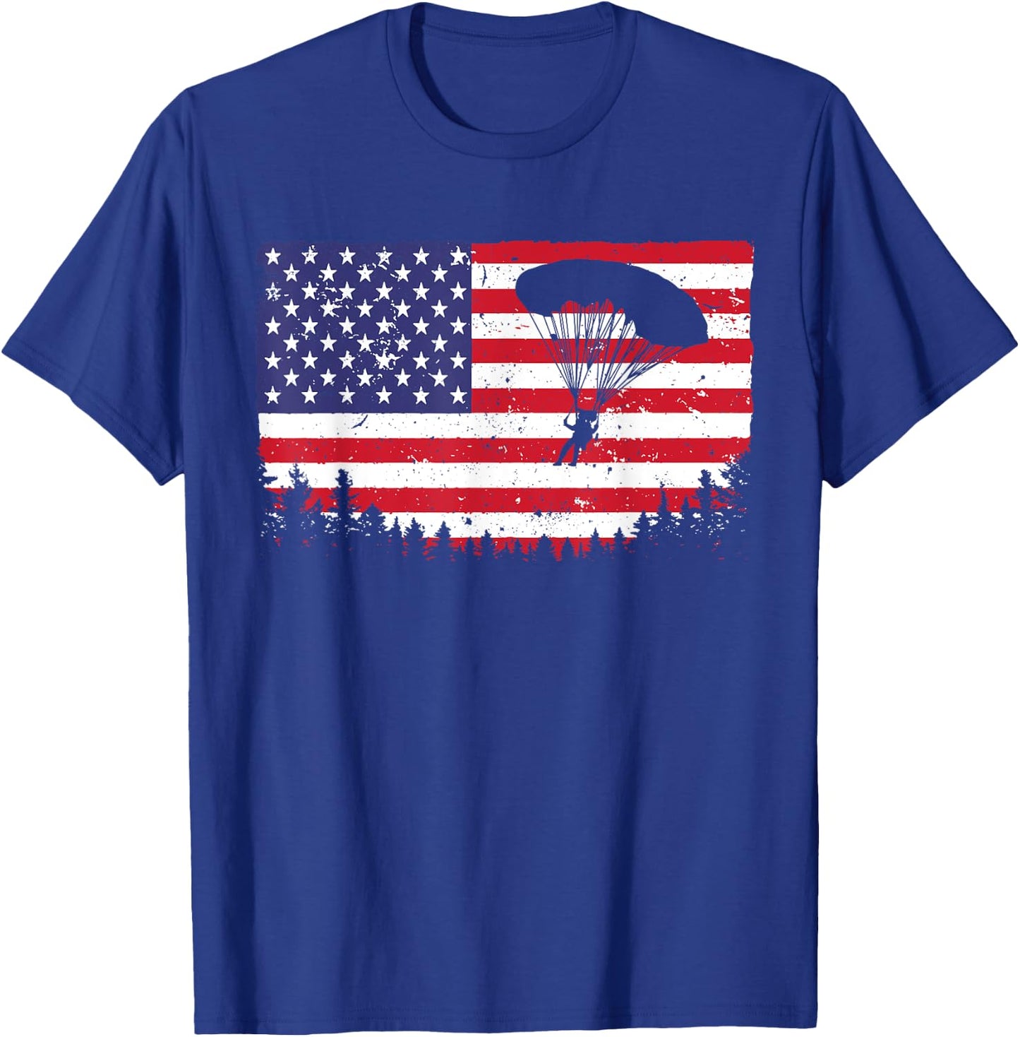 Cool Skydiving Art Men Women Skydiver American Flag Skydive T-Shirt - T-Shirt | Royal