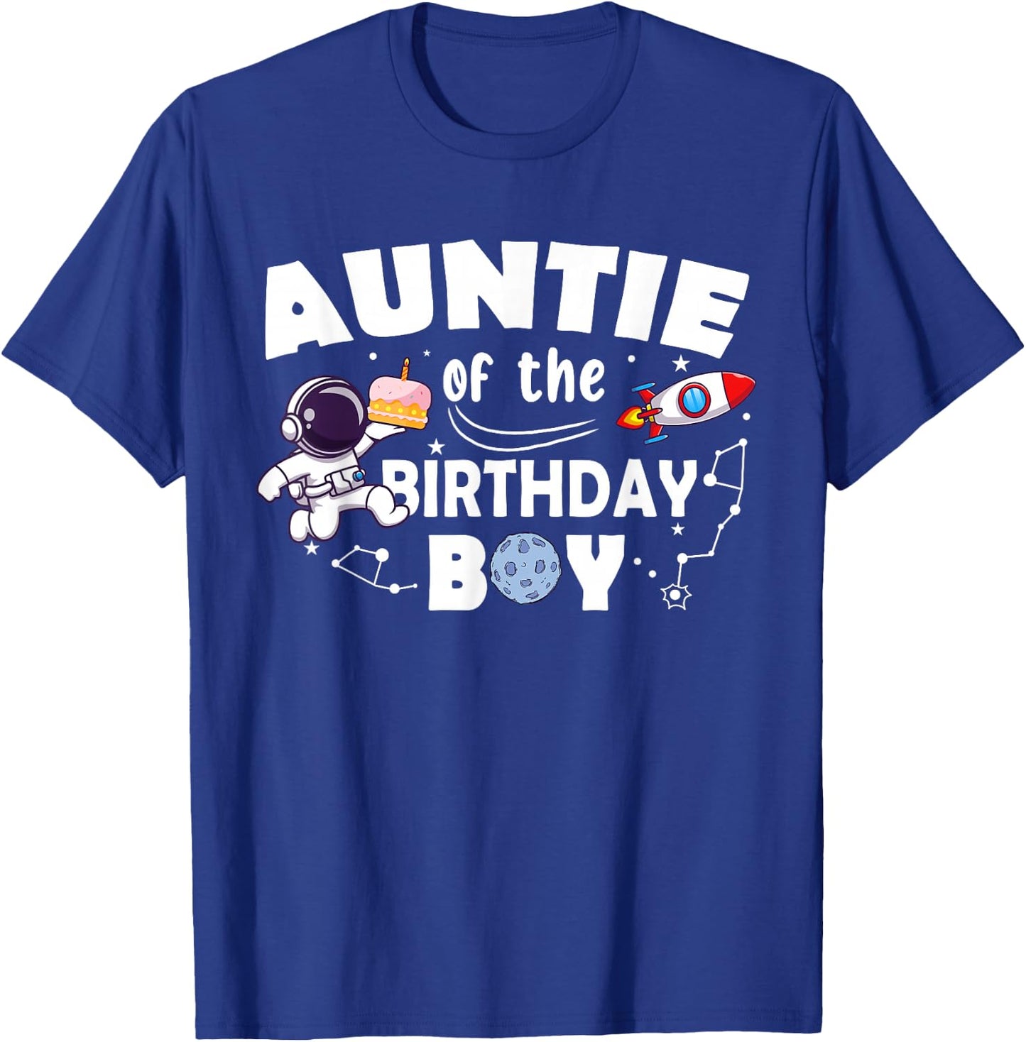 Auntie Of The Birthday Astronaut Boy Space Theme T-Shirt - T-Shirt | Royal