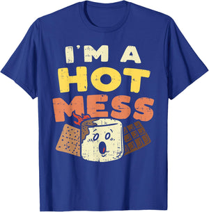 Im A Hot Mess Marshmallow Smores Summer Campfire Camper Gift T-Shirt - T-Shirt | Royal