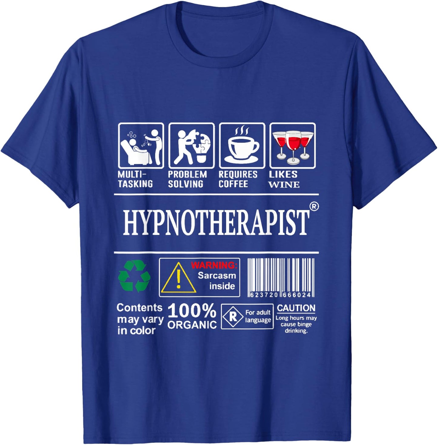 Hypnotherapist Job Definition Skills Wine Coffee Sarcasm T-Shirt - T-Shirt | Royal