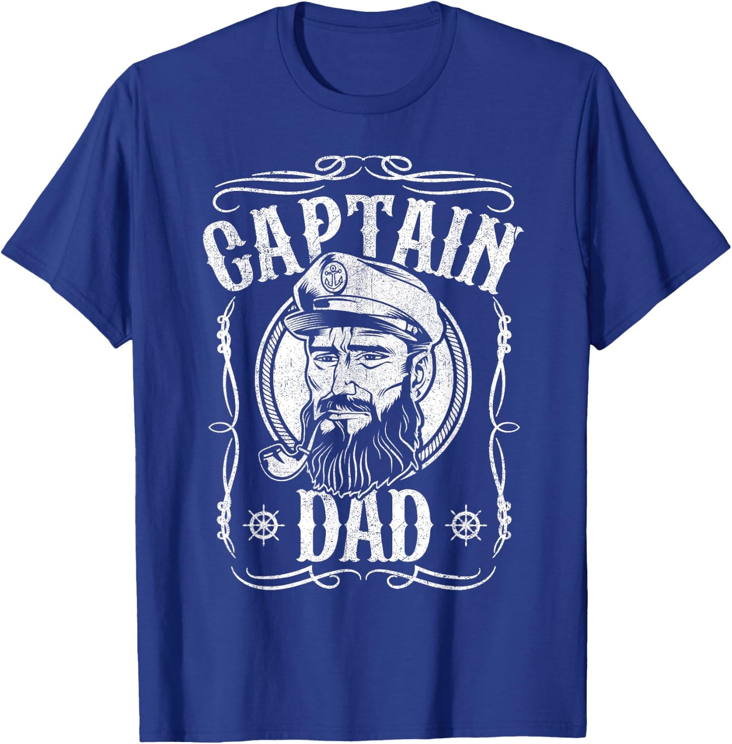 Funny Captain Dad Motor Boat Sailing Sailor Fathers Day Gift T-Shirt - T-Shirt | Royal