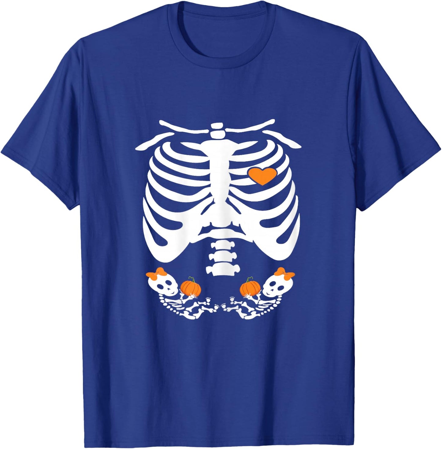 Baby Skeleton Halloween Twins Pregnancy Announcement T-Shirt - T-Shirt | Royal