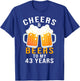 43rd Birthday Party Gifts Cheers and Beers to 43 Years Old T-Shirt - T-Shirt | Royal