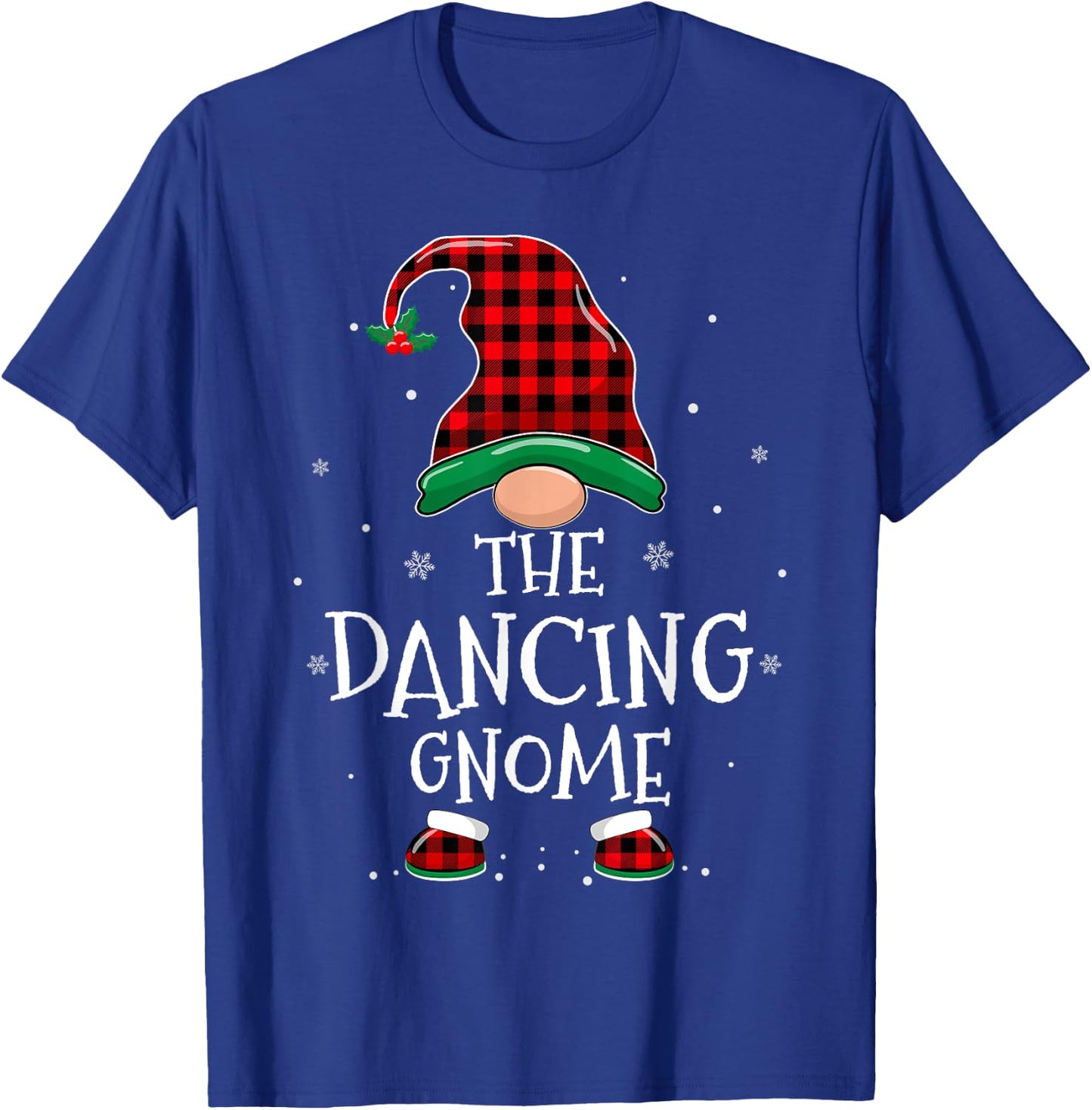 Dancing Gnome Xmas Family Matching Plaid Christmas Gnomes T-Shirt - T-Shirt | Royal