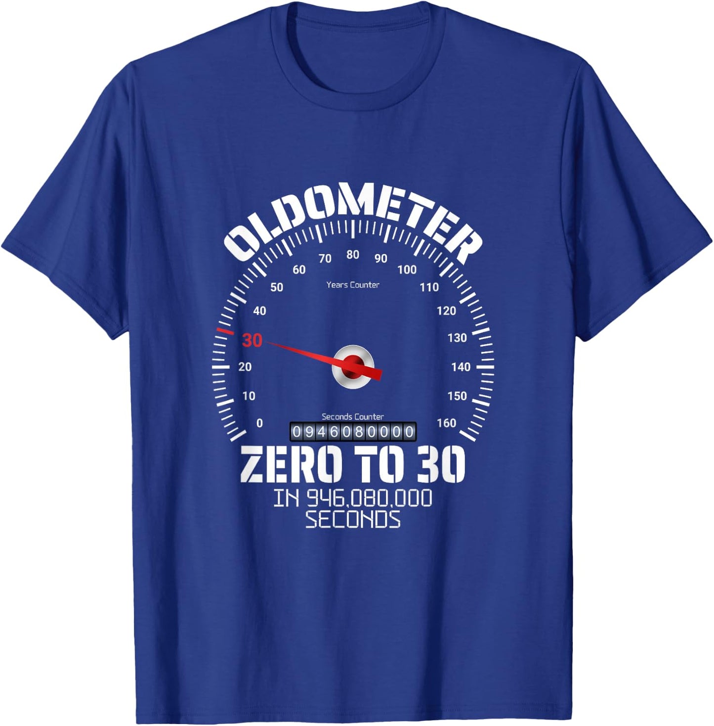 30th Birthday Oldometer Zero To 30 Years Funny 30th Birthday T-Shirt - T-Shirt | Royal