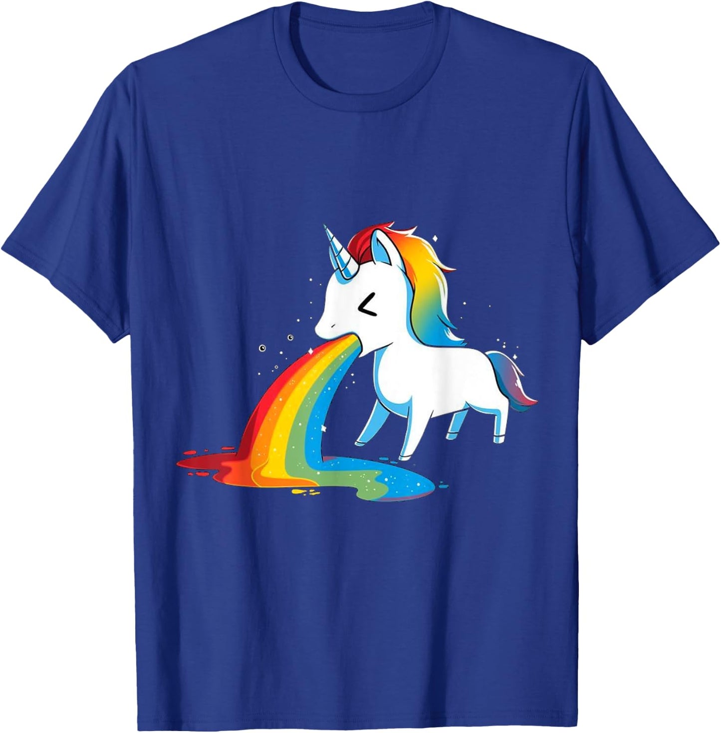 Unicorn Puking Rainbows Graphic T shirt Funny Rainbow Puke T-Shirt - T-Shirt | Royal