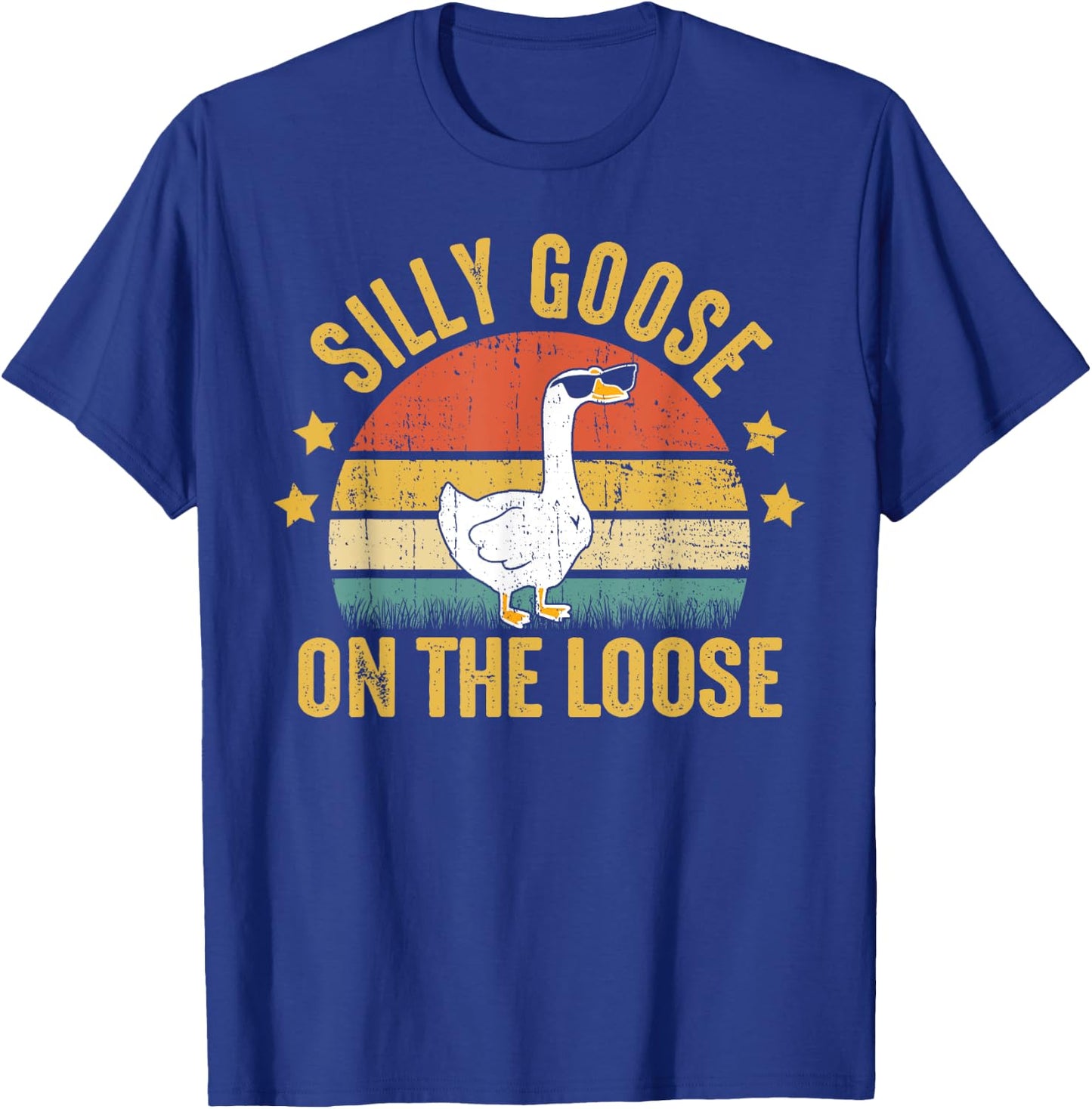 Silly Goose On The Loose Funny Vintage Goose University T-Shirt - T-Shirt | Royal