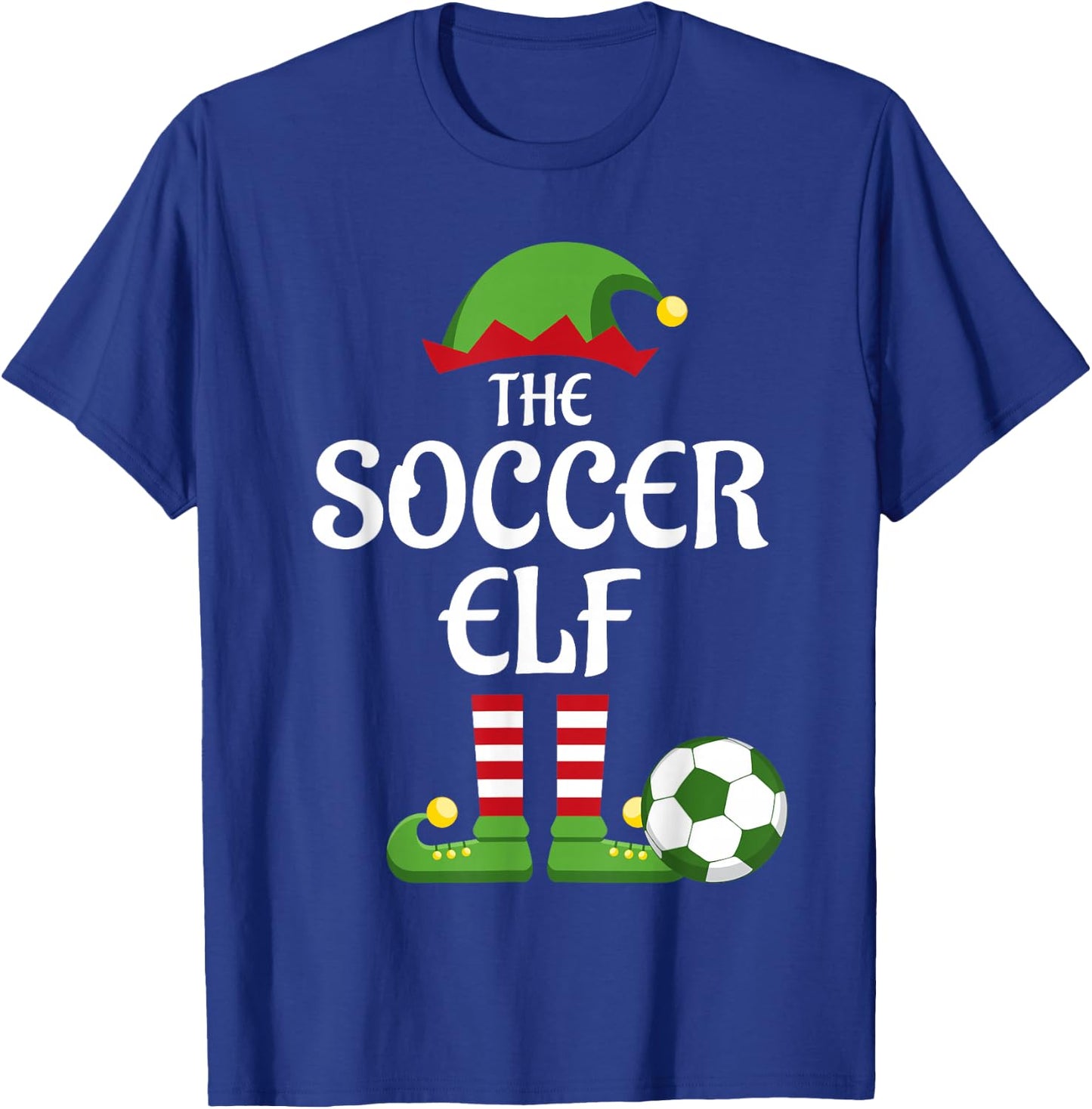 Soccer Elf Family Matching Group Christmas Sporty T-Shirt - T-Shirt | Royal