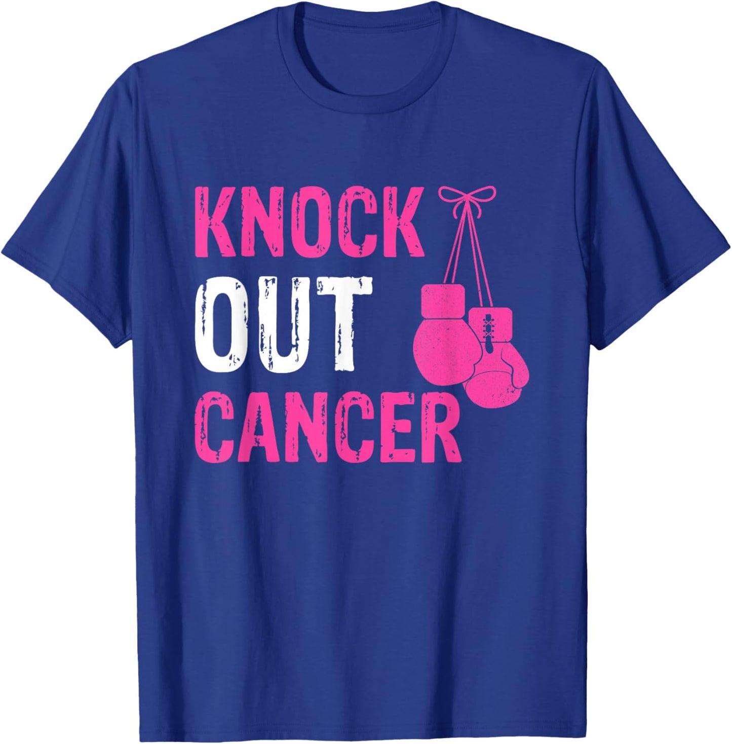 Knock Out Boxing Fight Pink Ribbon Breast Cancer Awareness T-Shirt - T-Shirt | Royal