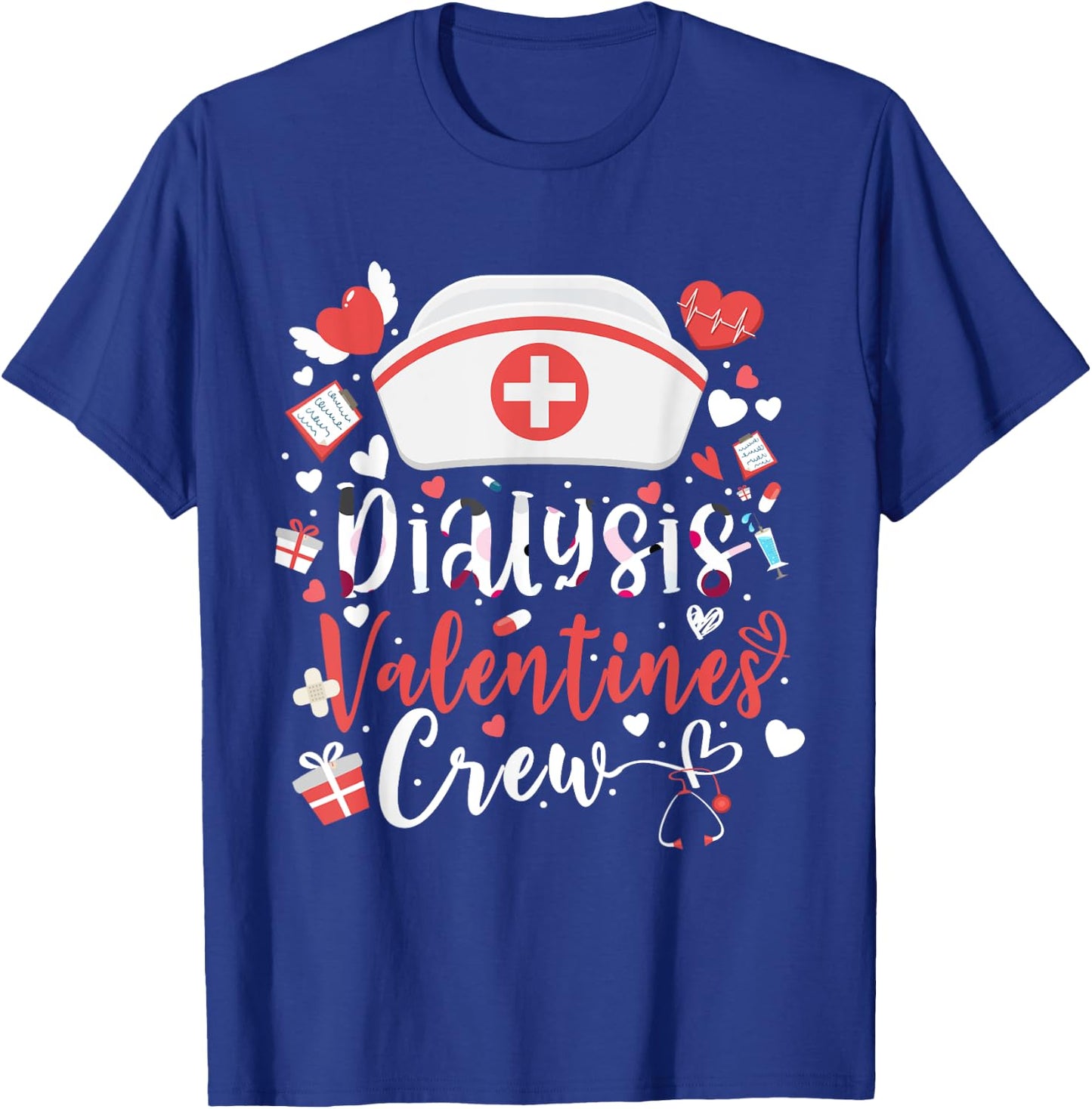 Dialysis Valentines Day Nurse Crew Family Group Nursing T-Shirt - T-Shirt | Royal