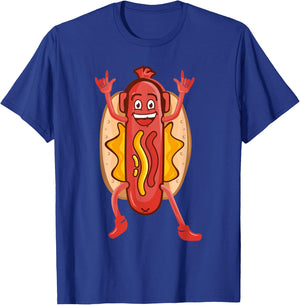 Funny Dancing Hot Dog Design For Kids Boys Girls Hotdog Gag T-Shirt - T-Shirt | Royal