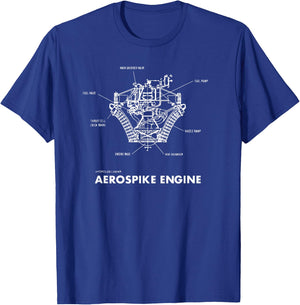 Aerospike Engine Schematic Design T-Shirt - T-Shirt | Royal