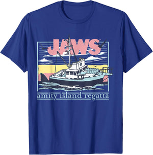 Jaws Amity Retro Island Regatta Fishing Boat Poster T-Shirt - T-Shirt | Royal
