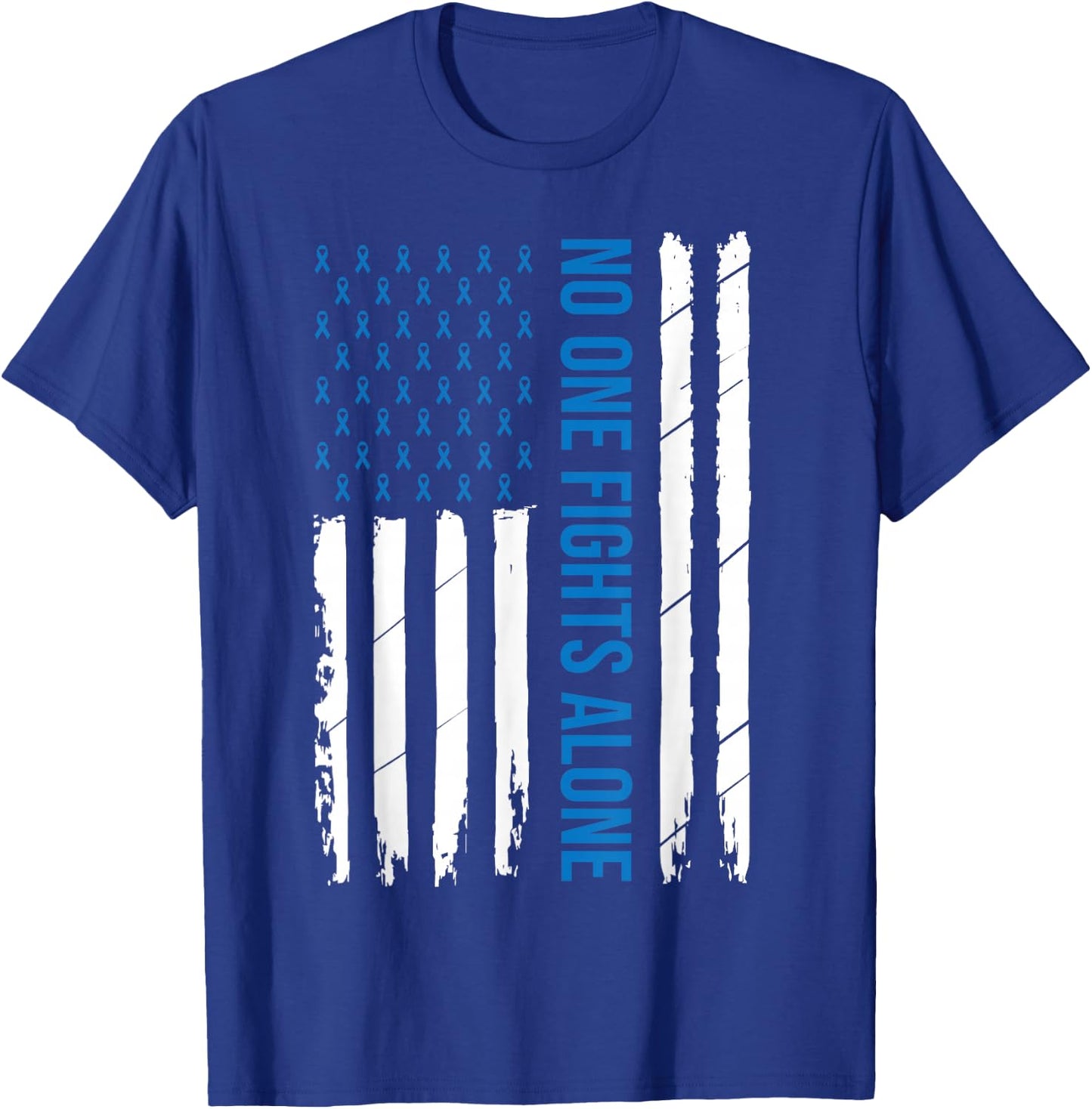 Colorectal Cancer Colon Cancer Blue Ribbon T-Shirt - T-Shirt | Royal