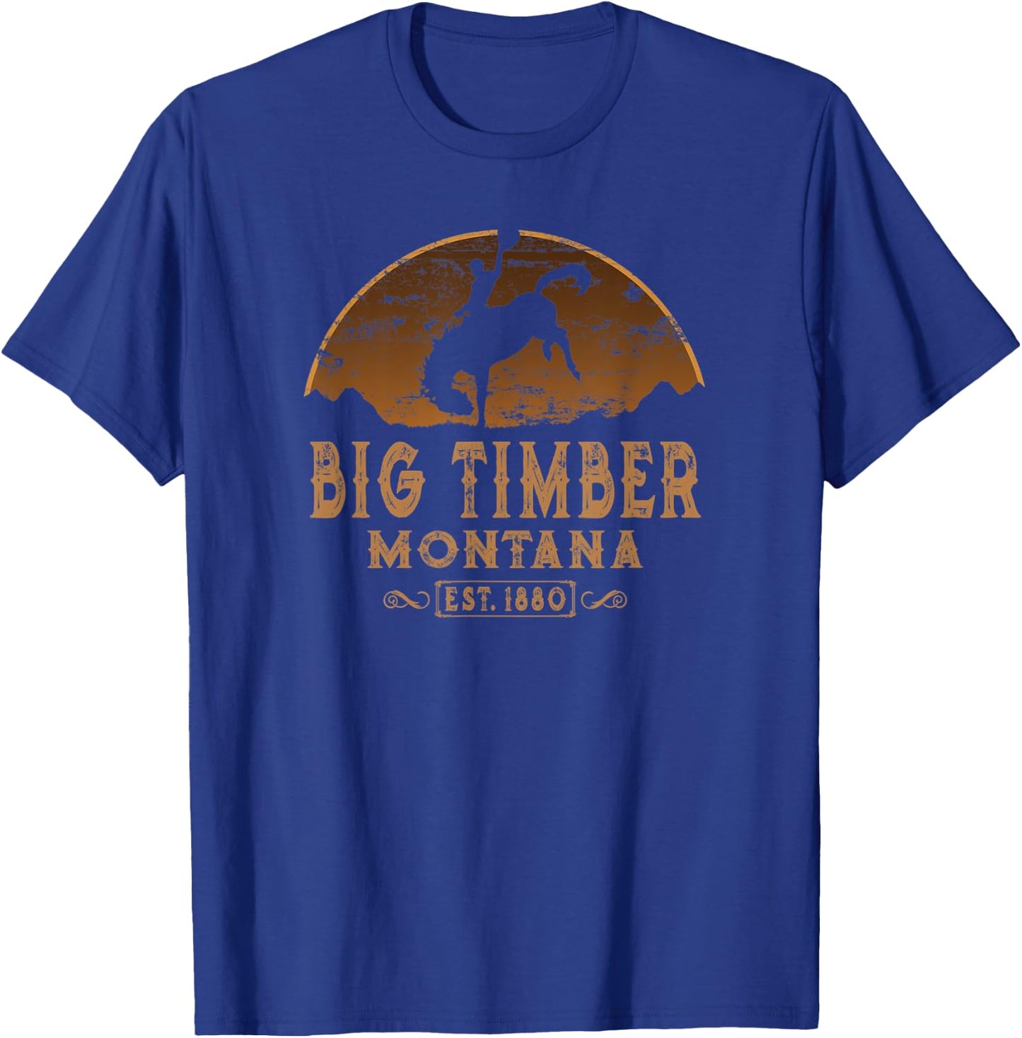 Big Timber Montana MT Wild West Rodeo Cowboy T-Shirt - T-Shirt | Royal
