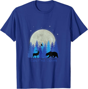 Estes Park Colorado with elk in front of forest and moon. T-Shirt - T-Shirt | Royal