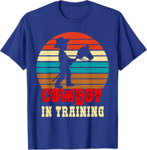 Kids Cowboy in Training Cute Future Rodeo Boy Wooden Horse T-Shirt - T-Shirt | Royal