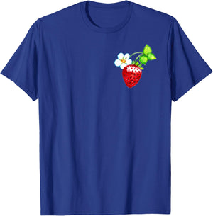 Retro Strawberries Pattern Berry Pocket | Vintage Strawberry T-Shirt - T-Shirt | Royal
