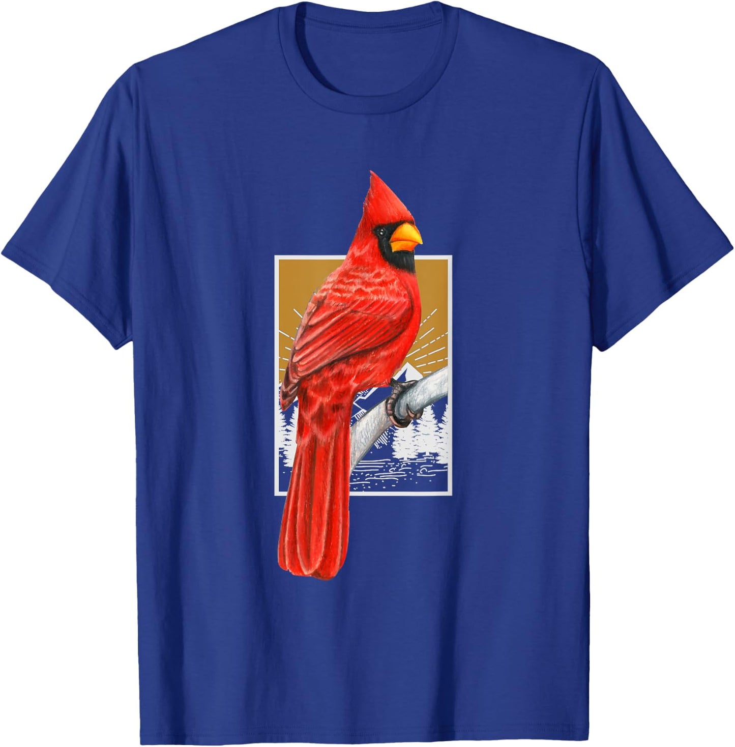Vintage Birder Nature Bird Lover Birdwatching Red Cardinal T-Shirt - T-Shirt | Royal