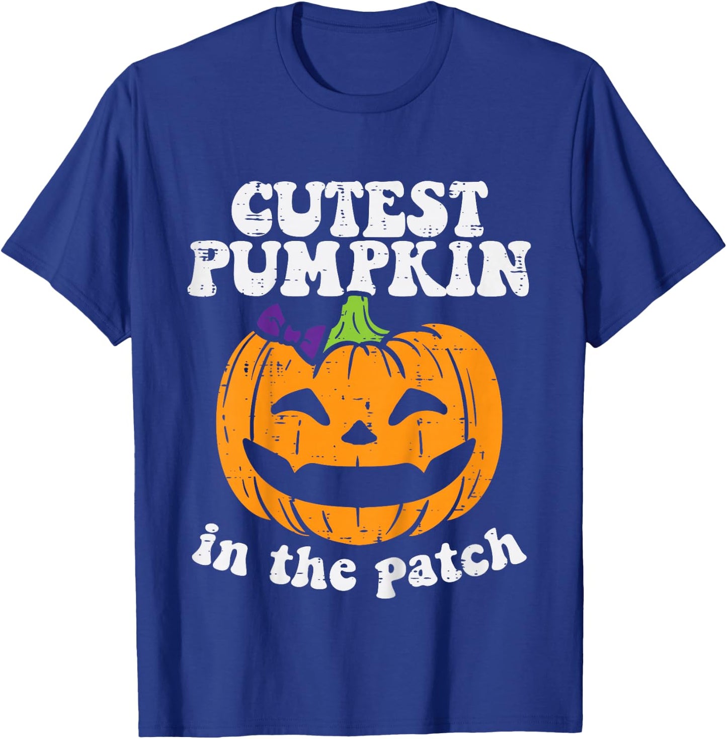 Kids Cutest Pumpkin In The Patch Cute Halloween Toddler Girls T-Shirt - T-Shirt | Royal