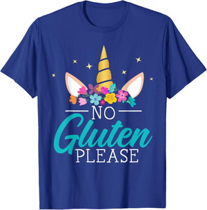 No Gluten Please Unicorn Celiac Disease Awareness Month T-Shirt - T-Shirt | Royal