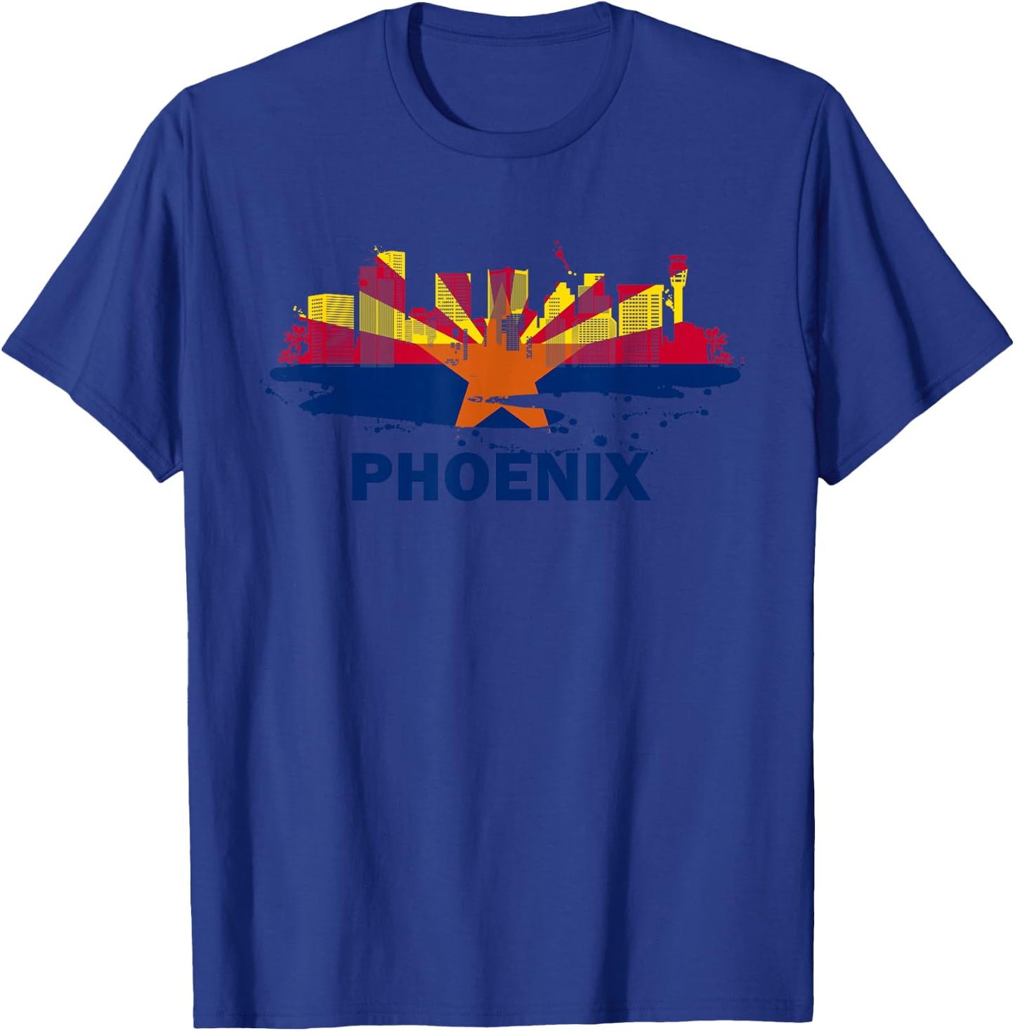 Arizona State Flag - Phoenix Cityscape - Phoenix Skyline T-Shirt - T-Shirt | Royal