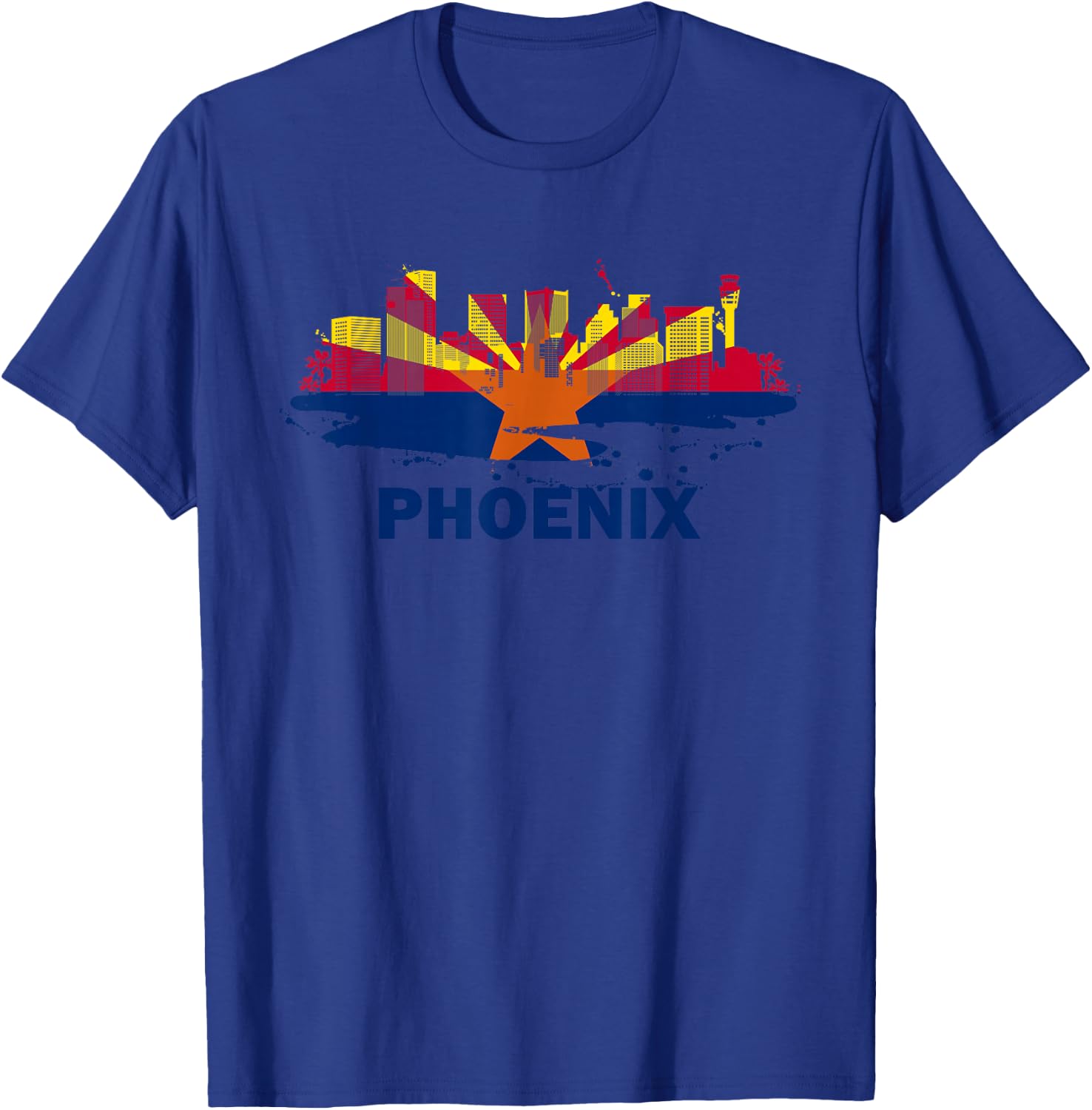 Arizona State Flag - Phoenix Cityscape - Phoenix Skyline T-Shirt - T-Shirt | Royal