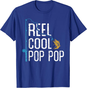 Fishing Reel Cool Pop Pop Father’s Day Gift Fisherman T-Shirt - T-Shirt | Royal