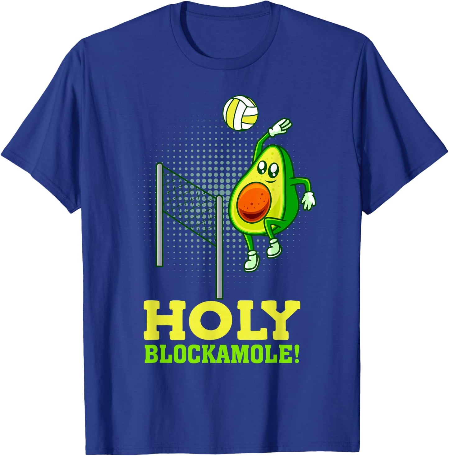 Holy Blockamole Funny Volleyball Match Block Avocado Design T-Shirt - T-Shirt | Royal