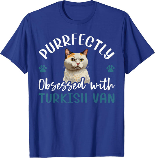 Purrfectly Obsessed With Turkish Van Cat Women Kids T-Shirt - T-Shirt | Royal