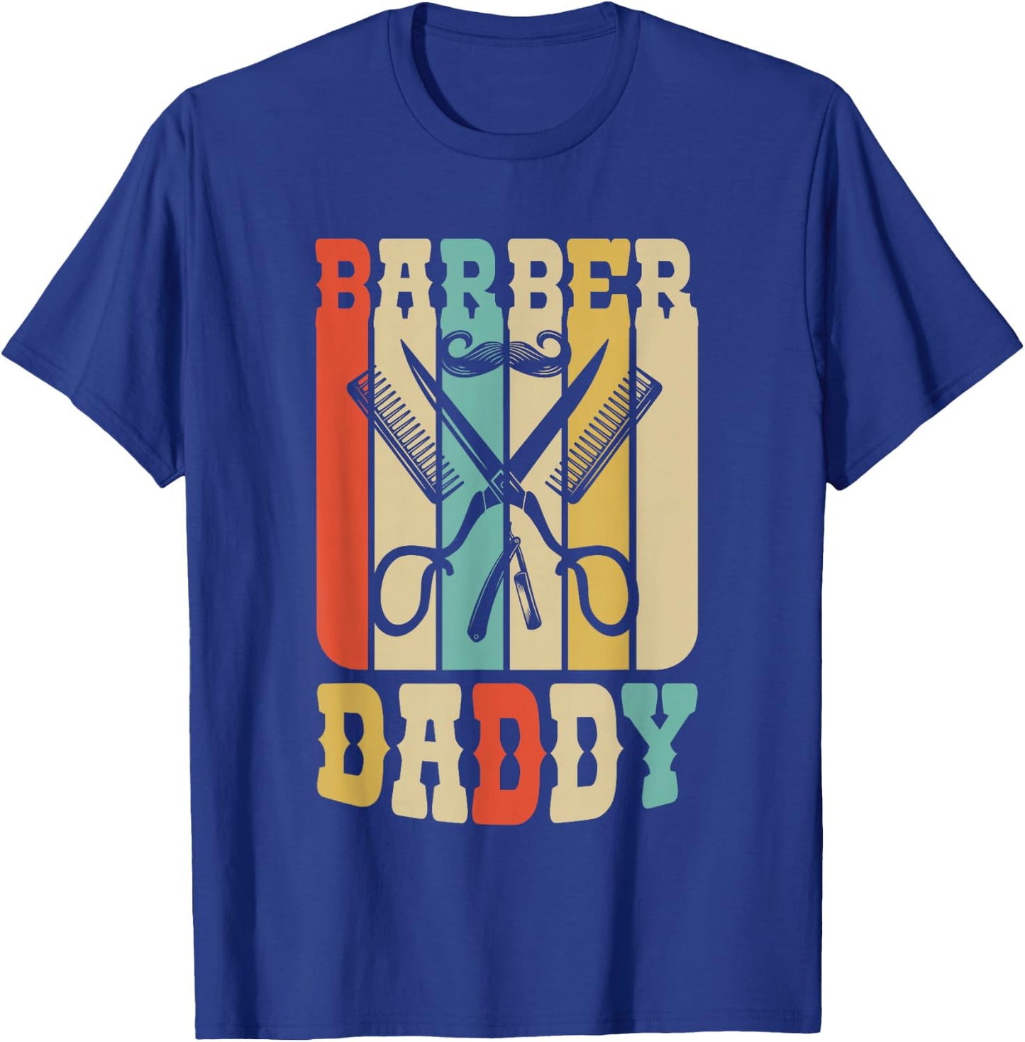Vintage Barber Shop Daddy Barbers Dad Father's Day Gifts T-Shirt - T-Shirt | Royal