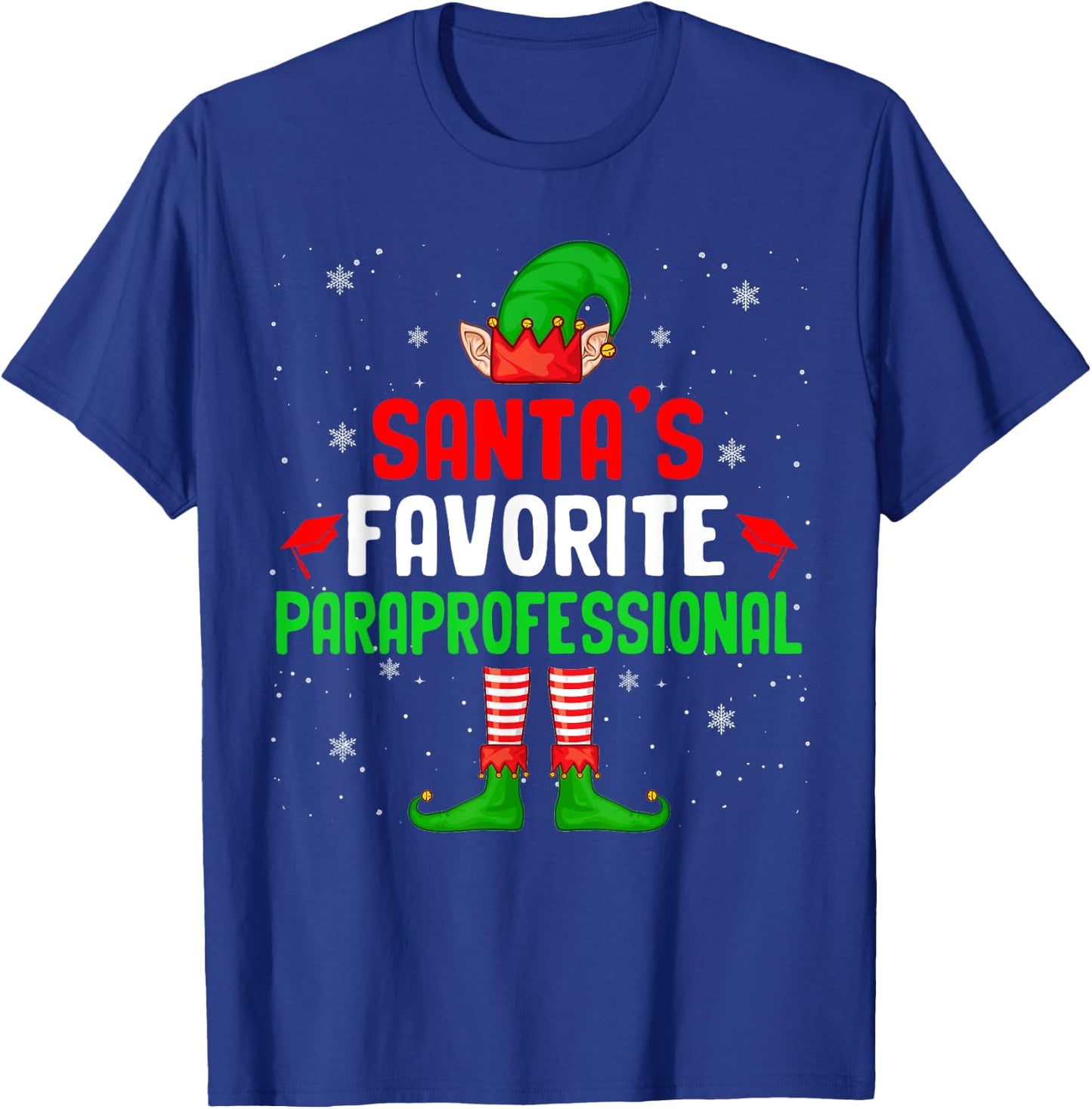 Santa's Favorite Paraprofessional Christmas Elf Family T-Shirt - T-Shirt | Royal