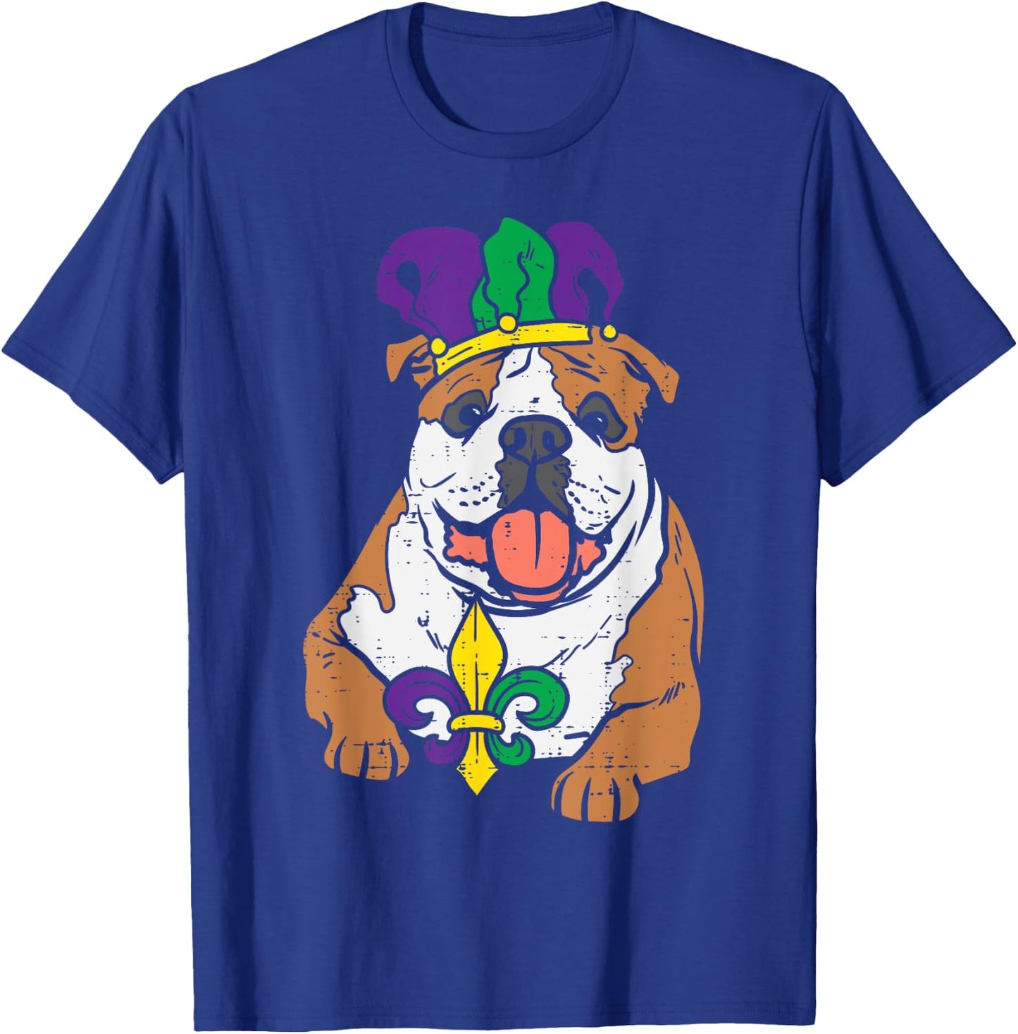 Jester English Bulldog Mardi Gras Funny Dog Men Women Kids T-Shirt - T-Shirt | Royal