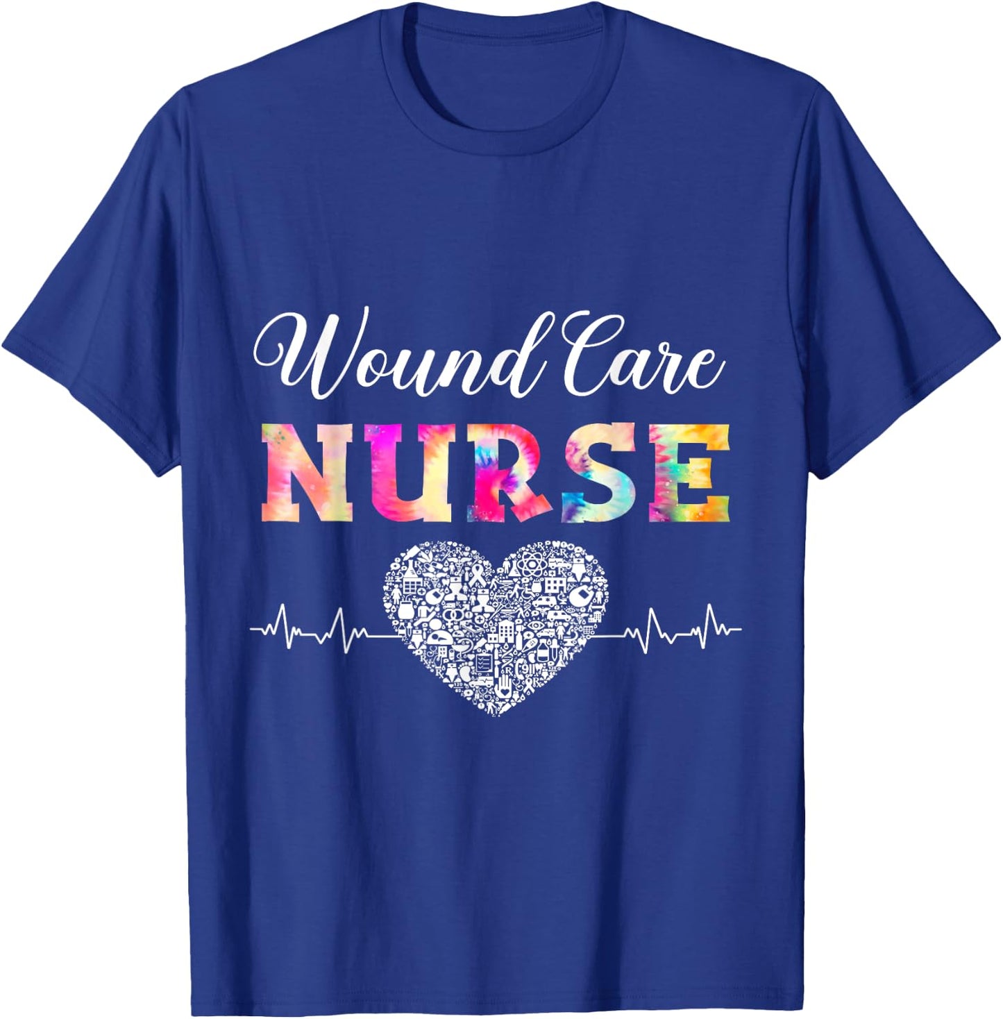 Wound Care Nurse Watercol Love Heart Stethoscope Nurse Women T-Shirt - T-Shirt | Royal