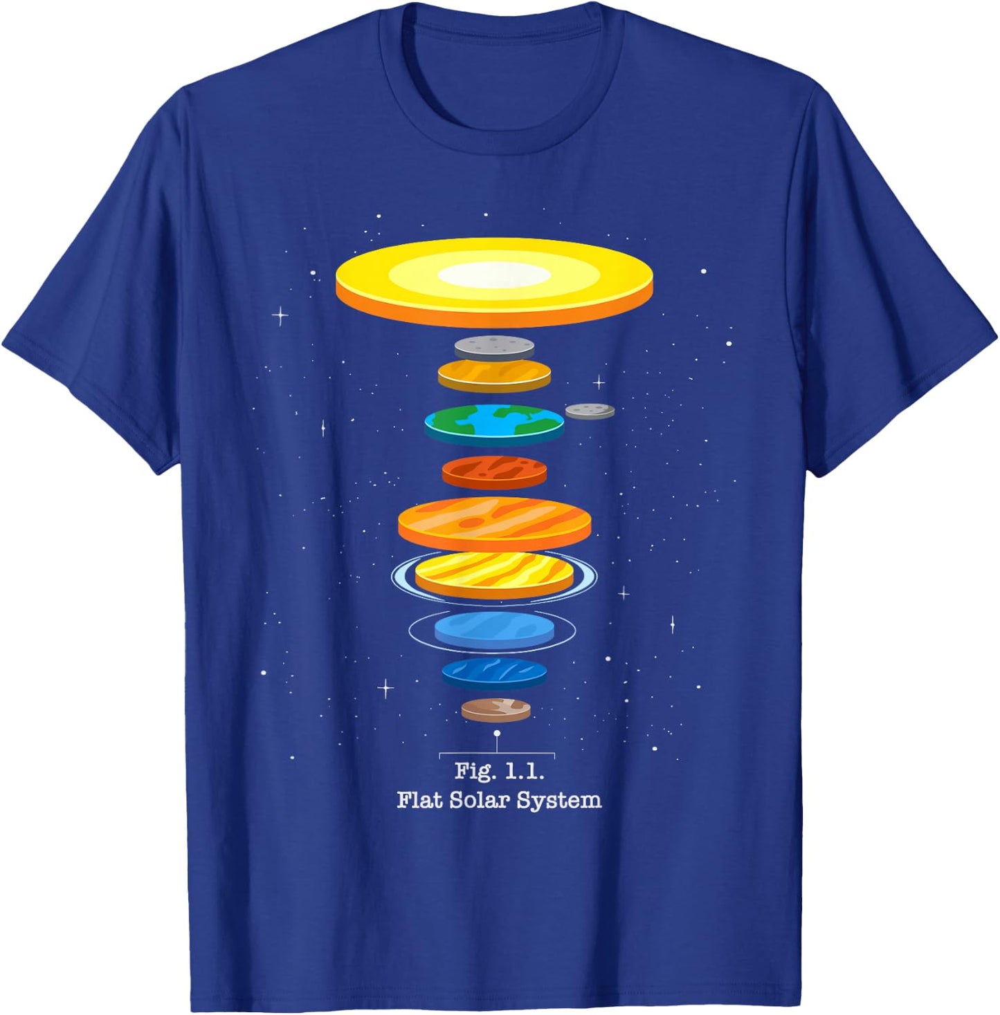Flat Earth Theory Space Astronomy Science Flat Solar System T-Shirt - T-Shirt | Royal