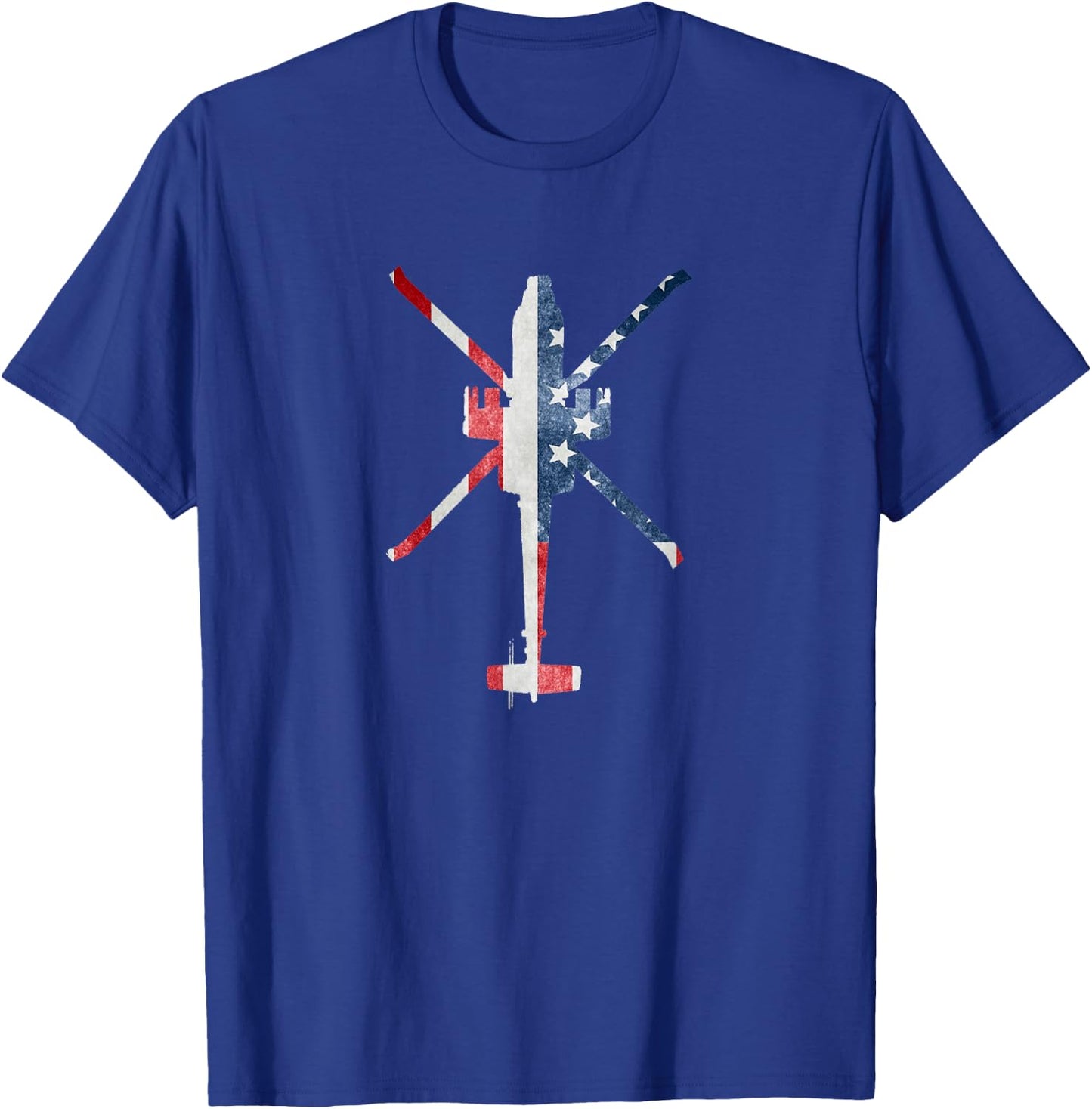 AH-64 Apache American Flag Military Gunship T-Shirt - T-Shirt | Royal