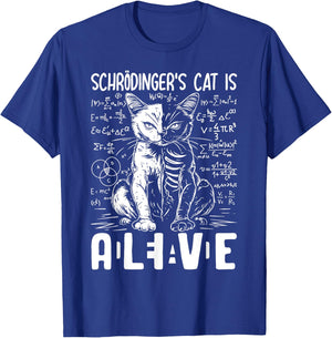 Schrodinger's Cat Dead And Alive Physics Men Women T-Shirt - T-Shirt | Royal