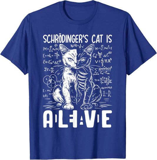 Schrodinger's Cat Dead And Alive Physics Men Women T-Shirt - T-Shirt | Royal