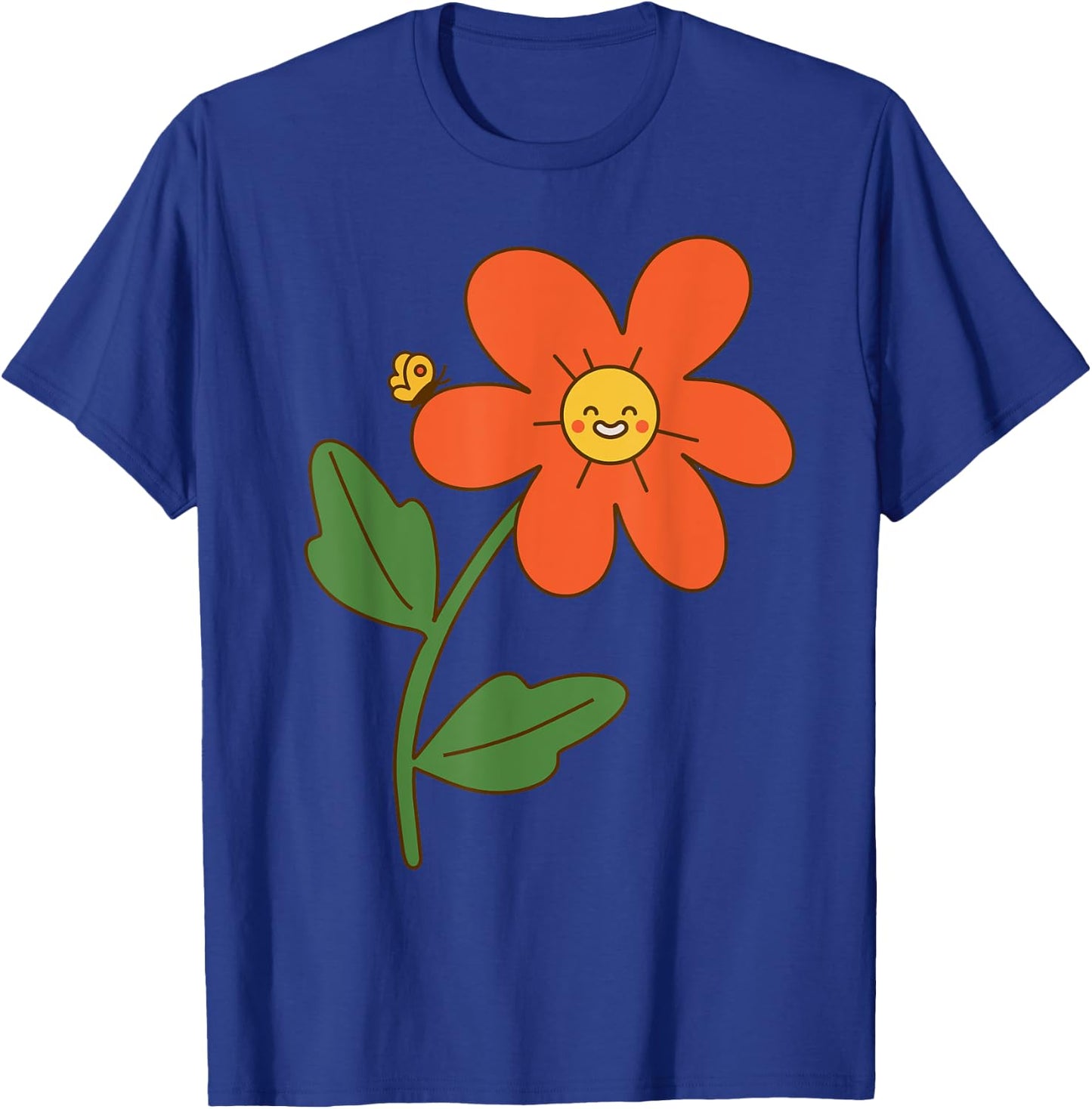 Smiling Flower Retro Vintage 70s Graphic Happy Kawaii Face T-Shirt - T-Shirt | Royal