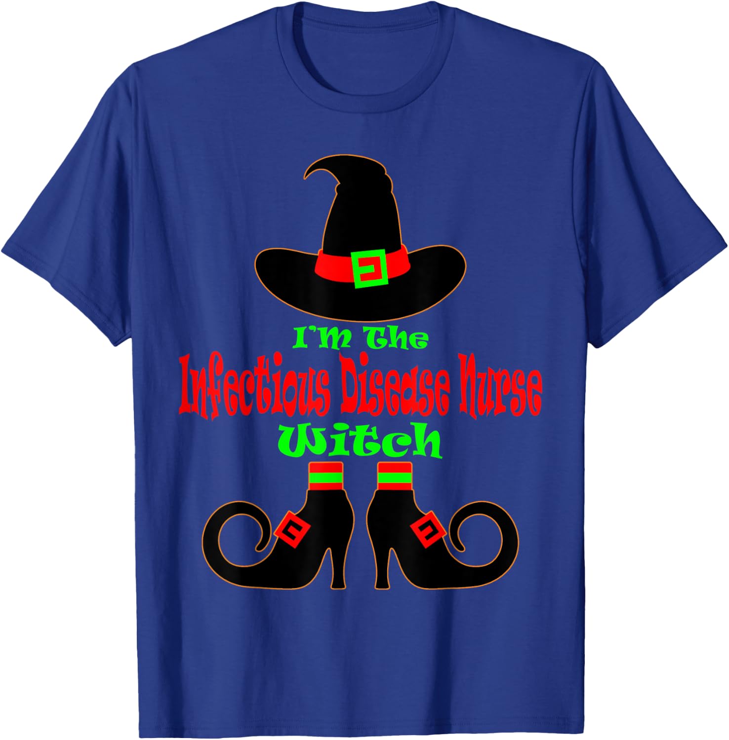 Infectious Disease Nurse Shirt Halloween Witch Hat Nursing T-Shirt - T-Shirt | Royal