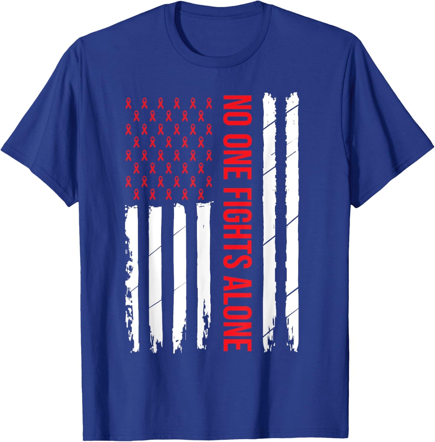HIV Awareness Red Ribbon Men Women AIDS Fight USA Flag T-Shirt - T-Shirt | Royal