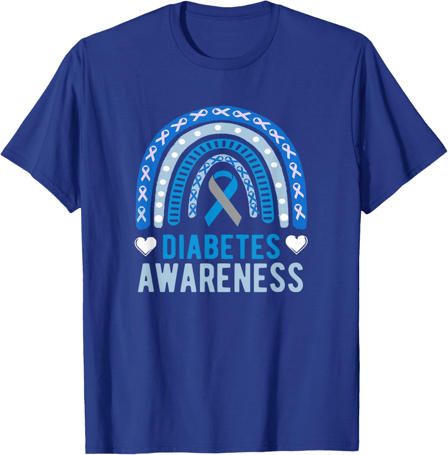 National Diabetes Awareness Month blue ribbon Rainbow T-Shirt - T-Shirt | Royal