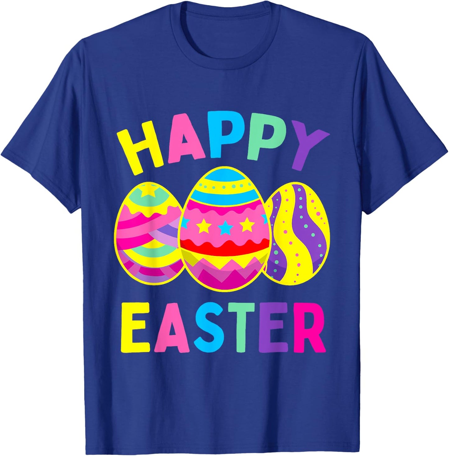 Happy Easter Day, Cute Colorful Egg Hunting Women Boys Girls T-Shirt - T-Shirt | Royal