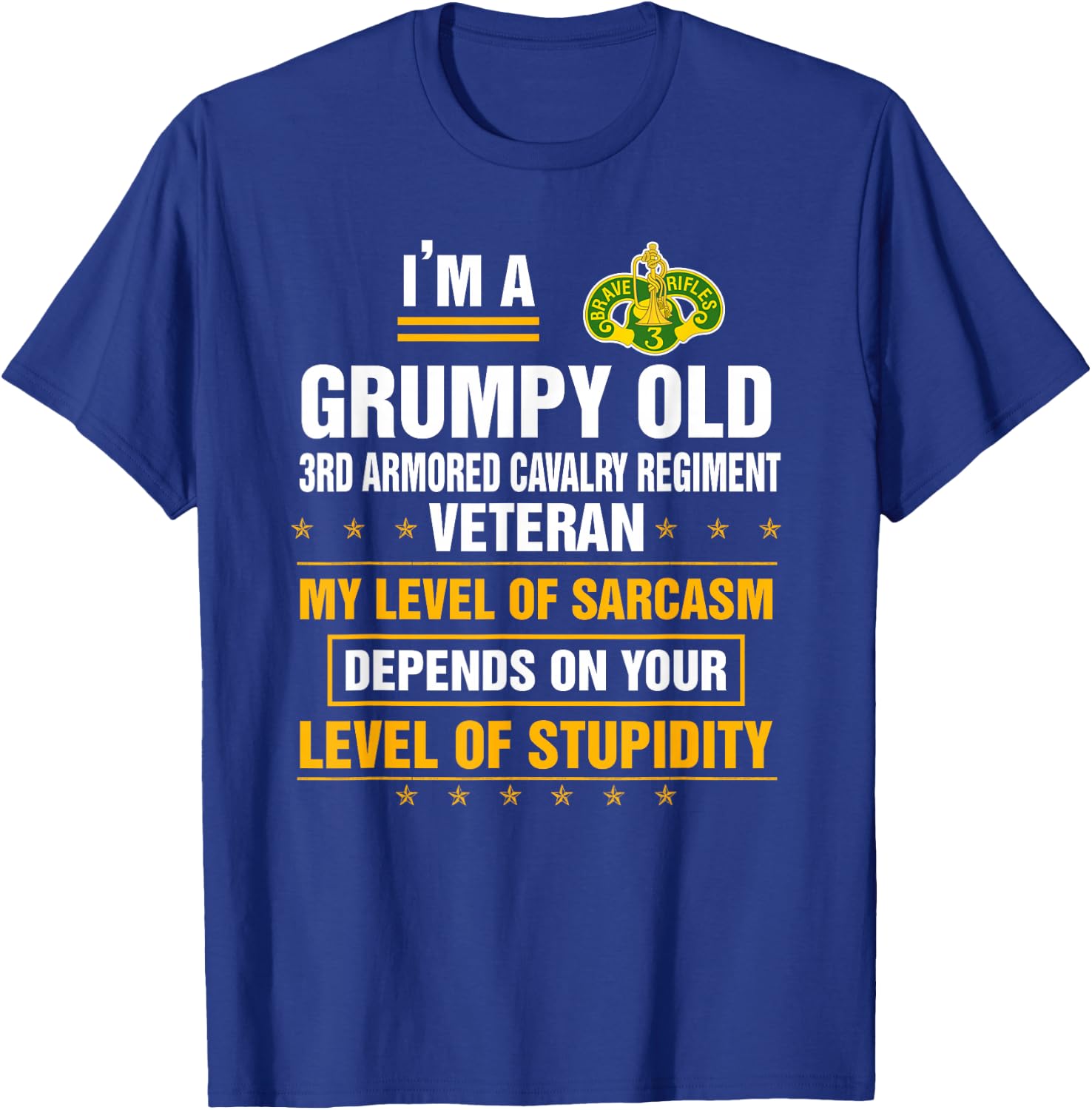 Grumpy Old 3rd Armored Cavalry Regiment Veteran Funny Xmas T-Shirt - T-Shirt | Royal