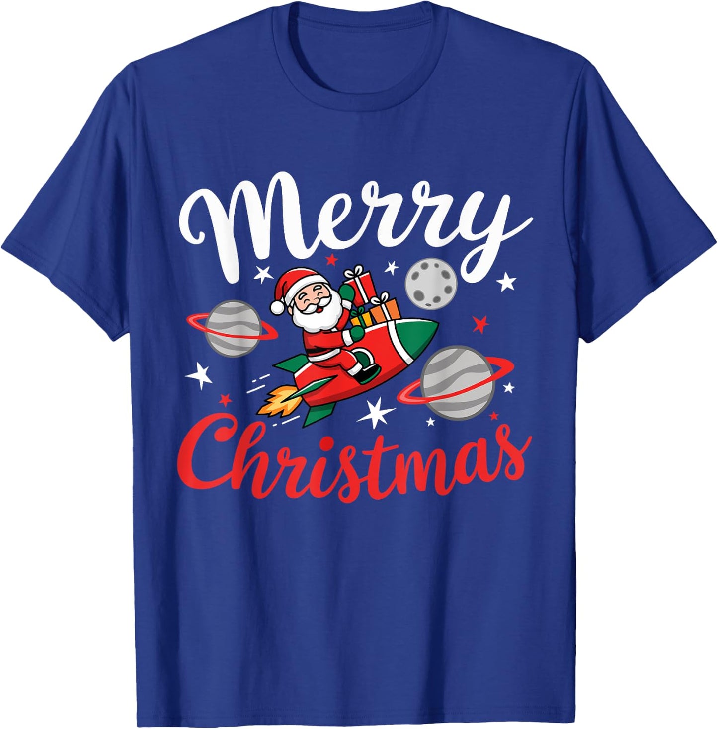 Christmas Space Rocket Pajama Santa Astronaut Rocket Xmas T-Shirt - T-Shirt | Royal