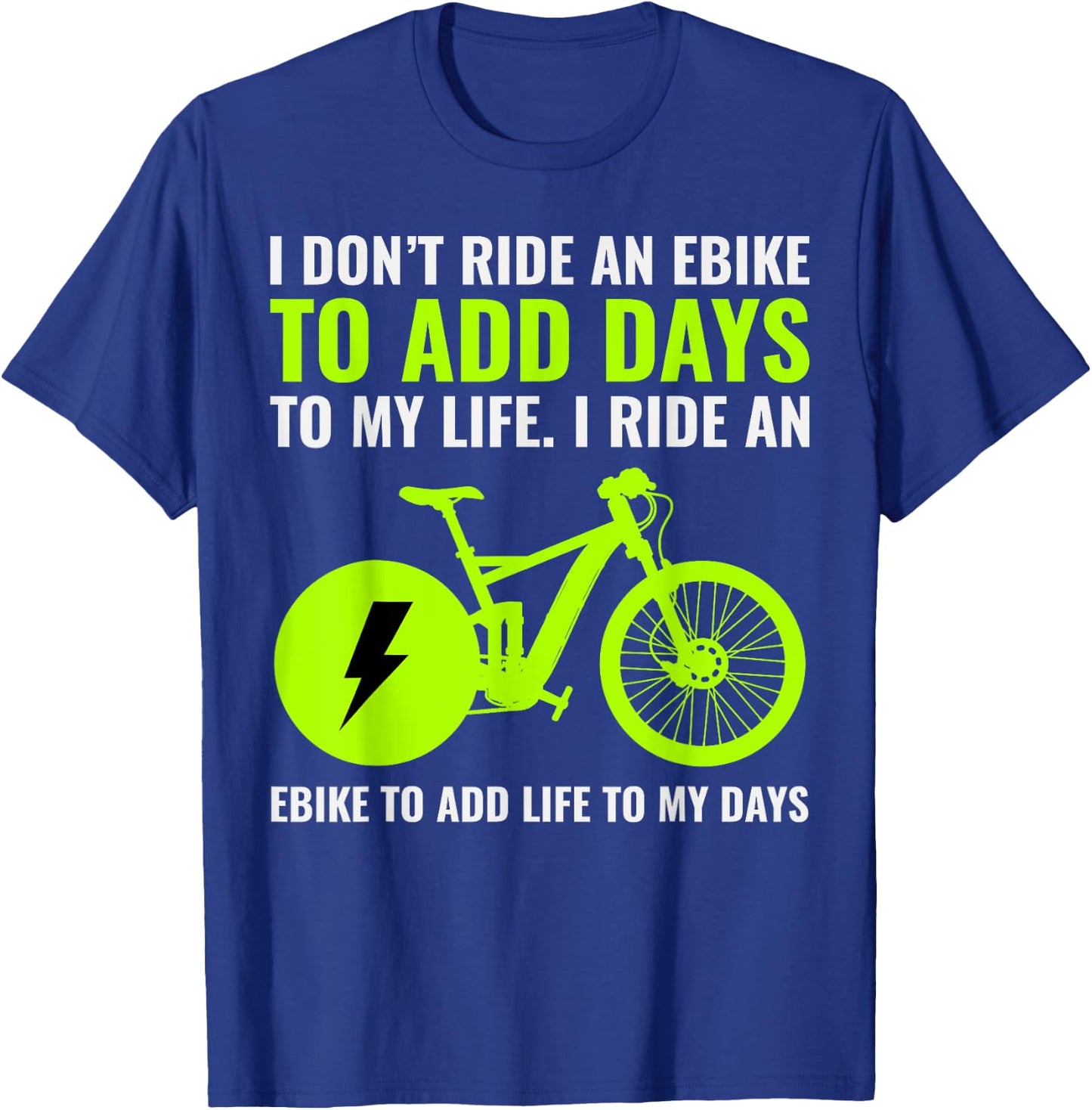 E-Bike Electric-Bike E-Cyclist Bicycling Rider Bicycle Lover T-Shirt - T-Shirt | Royal